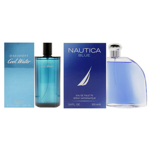 Cool Water and Nautica Blue by Various Designers- 2 Pc Kit 6.7oz EDT, 3.4 oz EDT